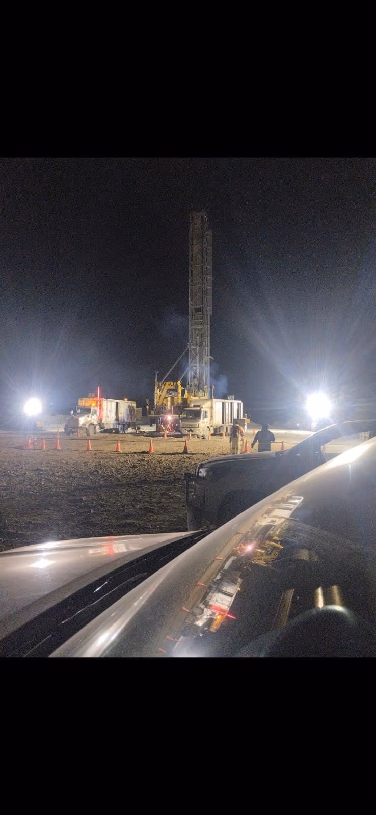Operación de perforación nocturna